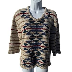 Vintage Christopher & Banks women L Hand Embroidered Silk Blend Sweater 2002